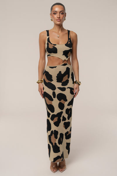 Leopard Zahara Print Maxi Dress - Velia