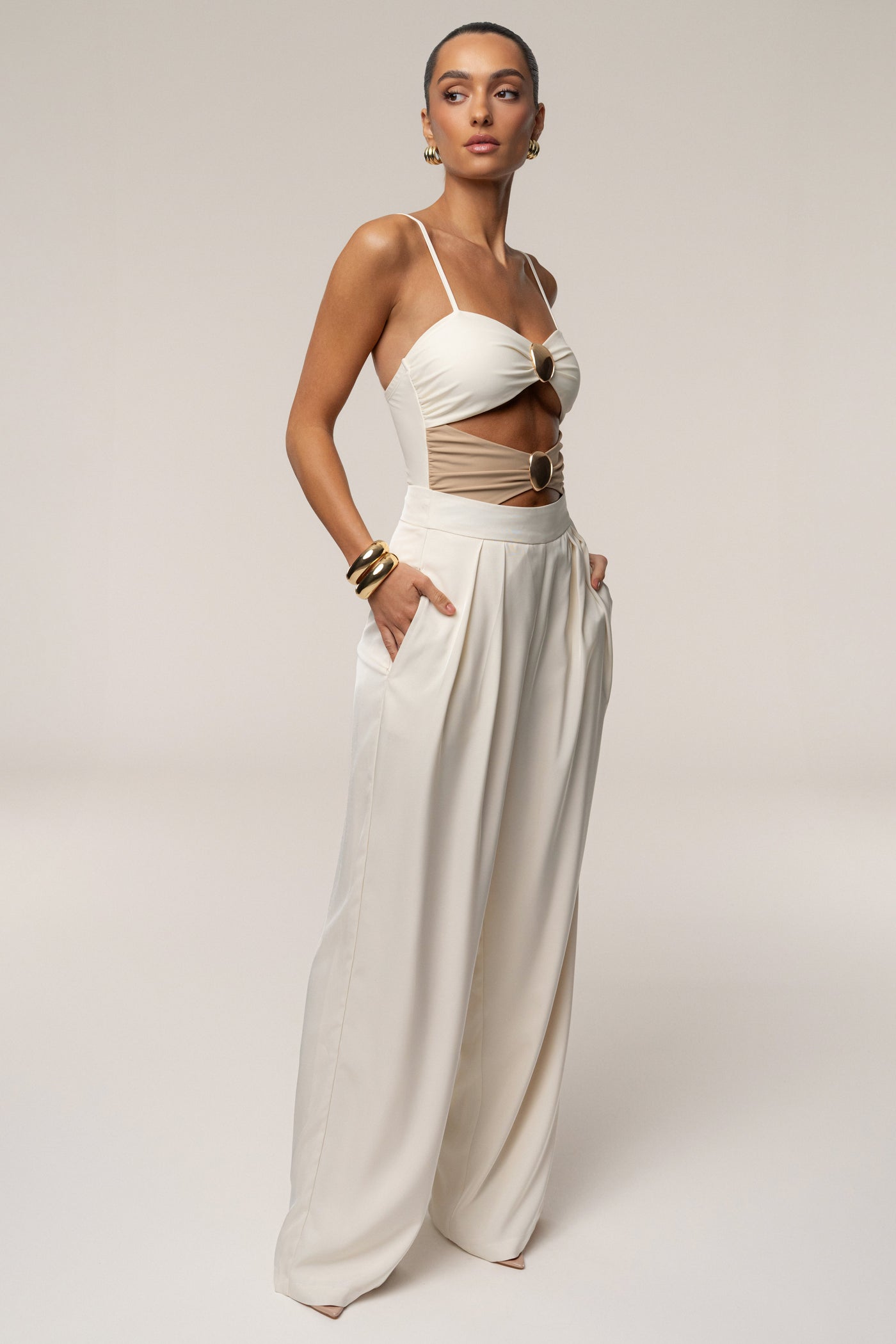 Ivory Aura Embellished Bodysuit - VELIA