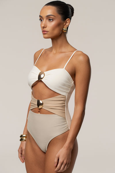 Ivory Aura Embellished Bodysuit - VELIA