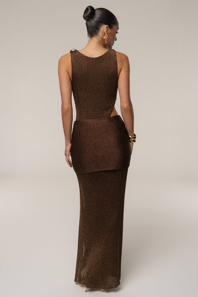 Bronze Hazel Metallic Wrap Skirt - VELIA