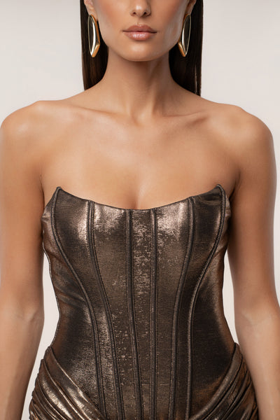 Bronze Corset Mini Dress - VELIA