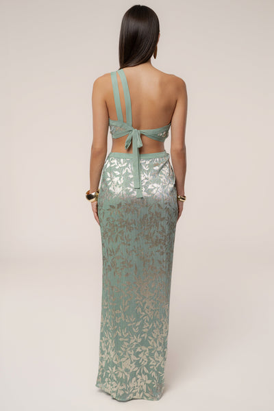 Sage One Shoulder Keyhole Dress - VELIA