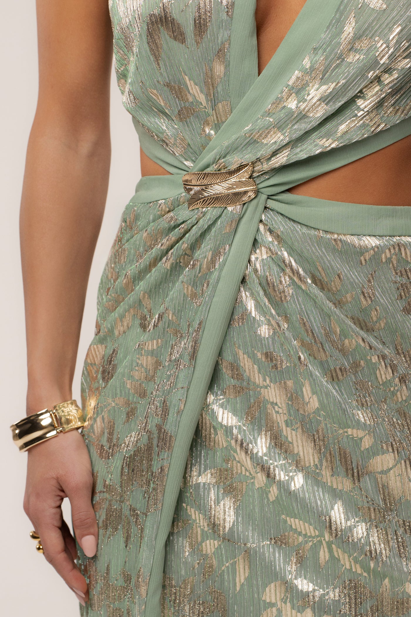Sage One Shoulder Keyhole Dress - VELIA