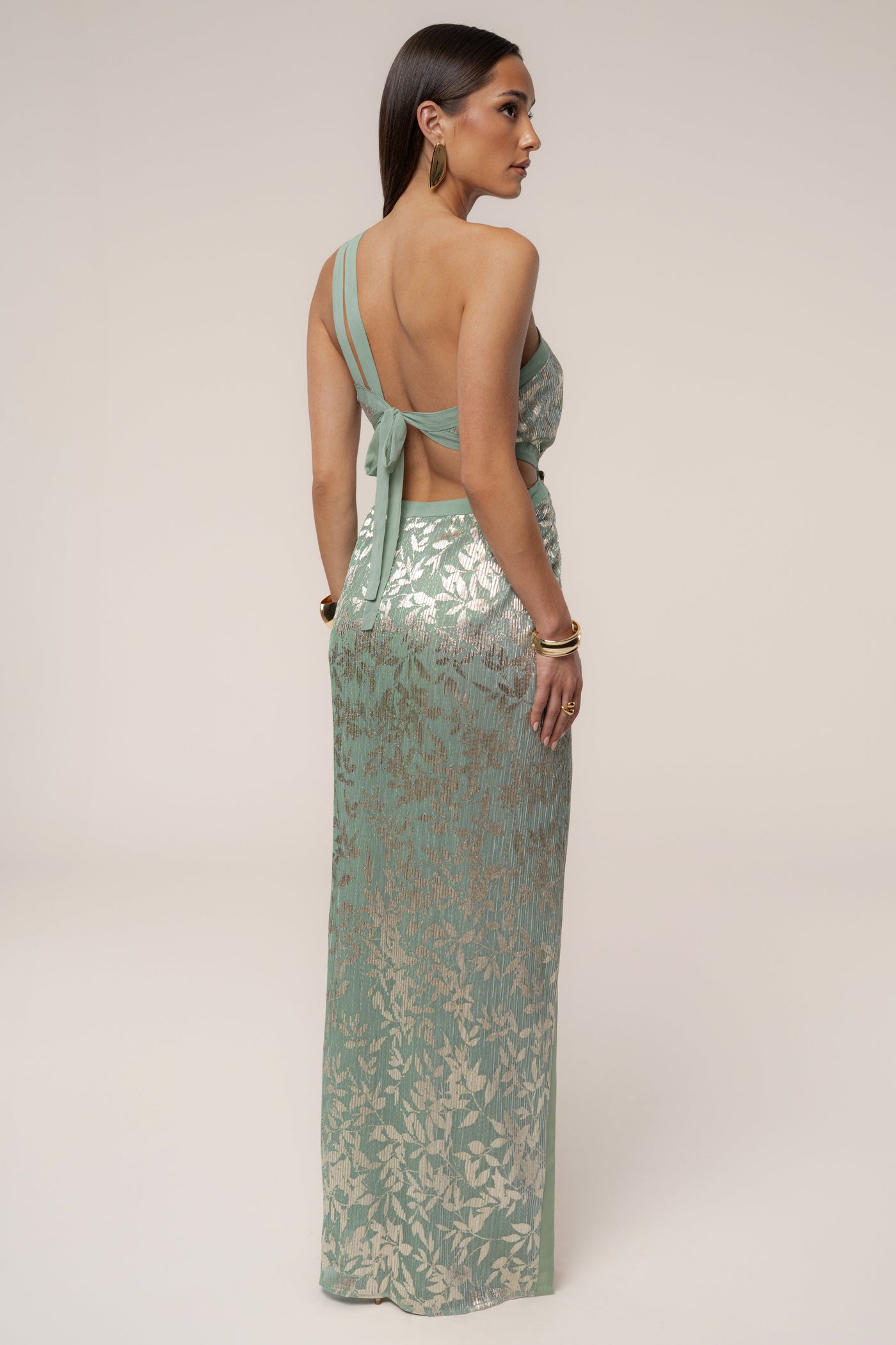 Sage One Shoulder Keyhole Dress - VELIA