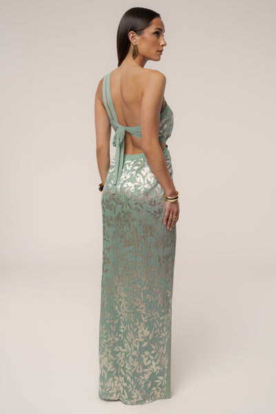 Sage One Shoulder Keyhole Dress - VELIA