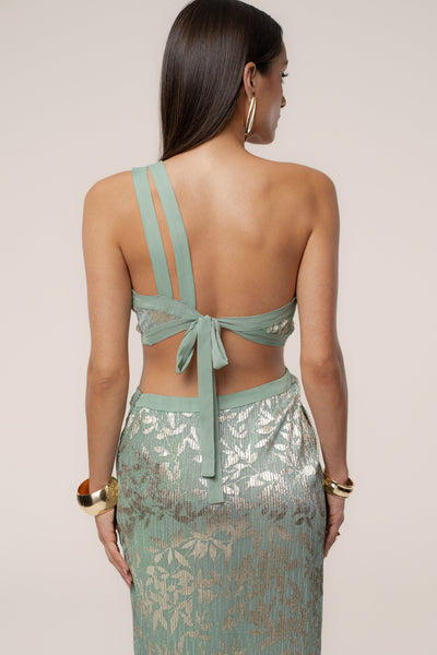 Sage One Shoulder Keyhole Dress - VELIA