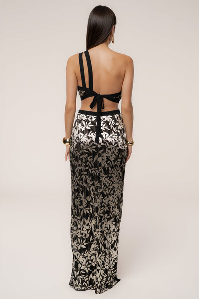 Black One Shoulder Keyhole Dress - VELIA