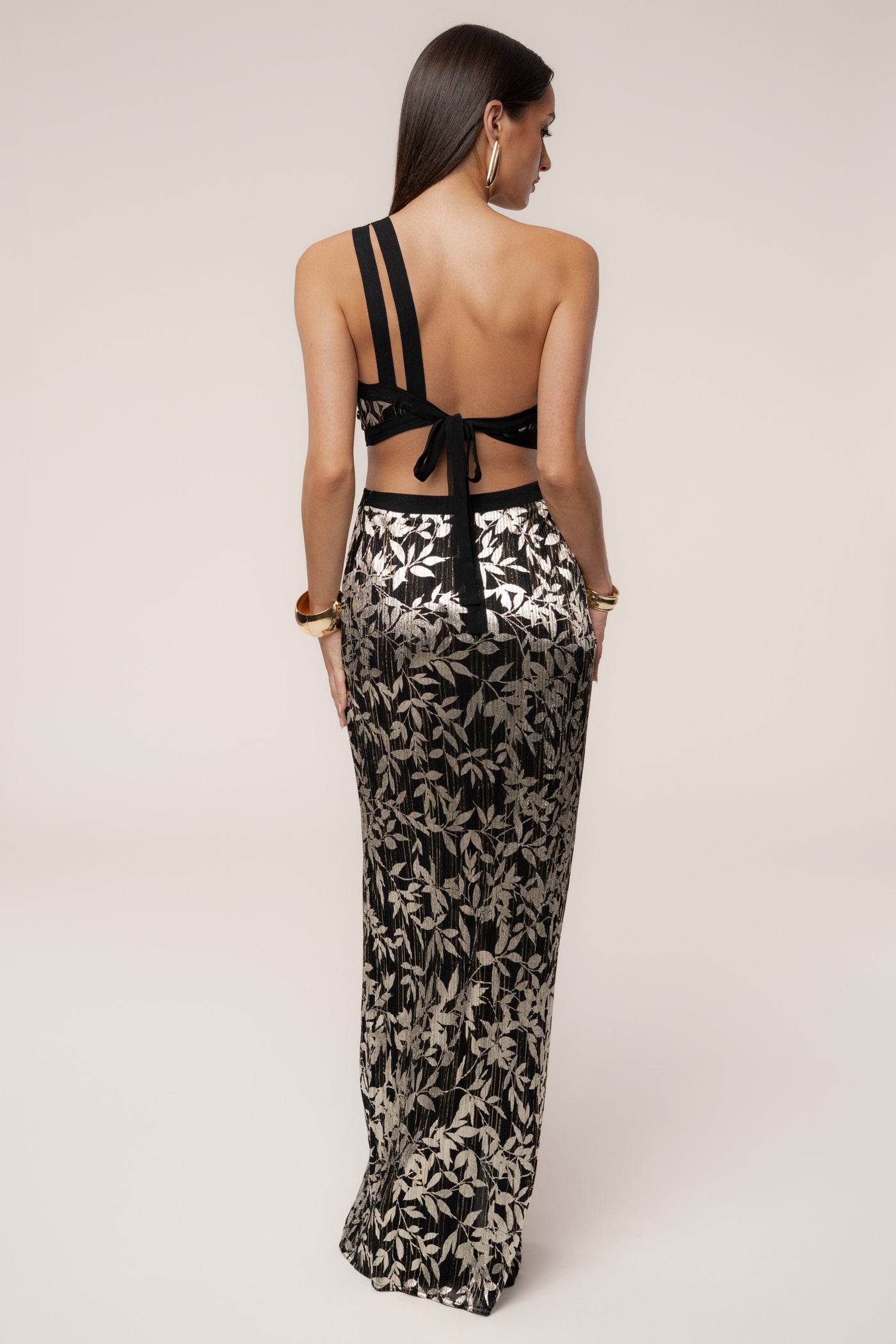 Black One Shoulder Keyhole Dress - VELIA
