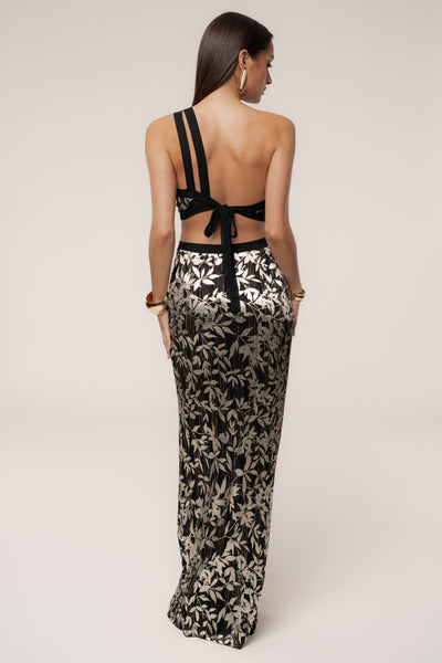 Black One Shoulder Keyhole Dress - VELIA