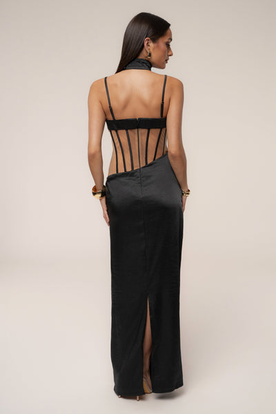 Black Golden Hour Corset Maxi Dress - VELIA