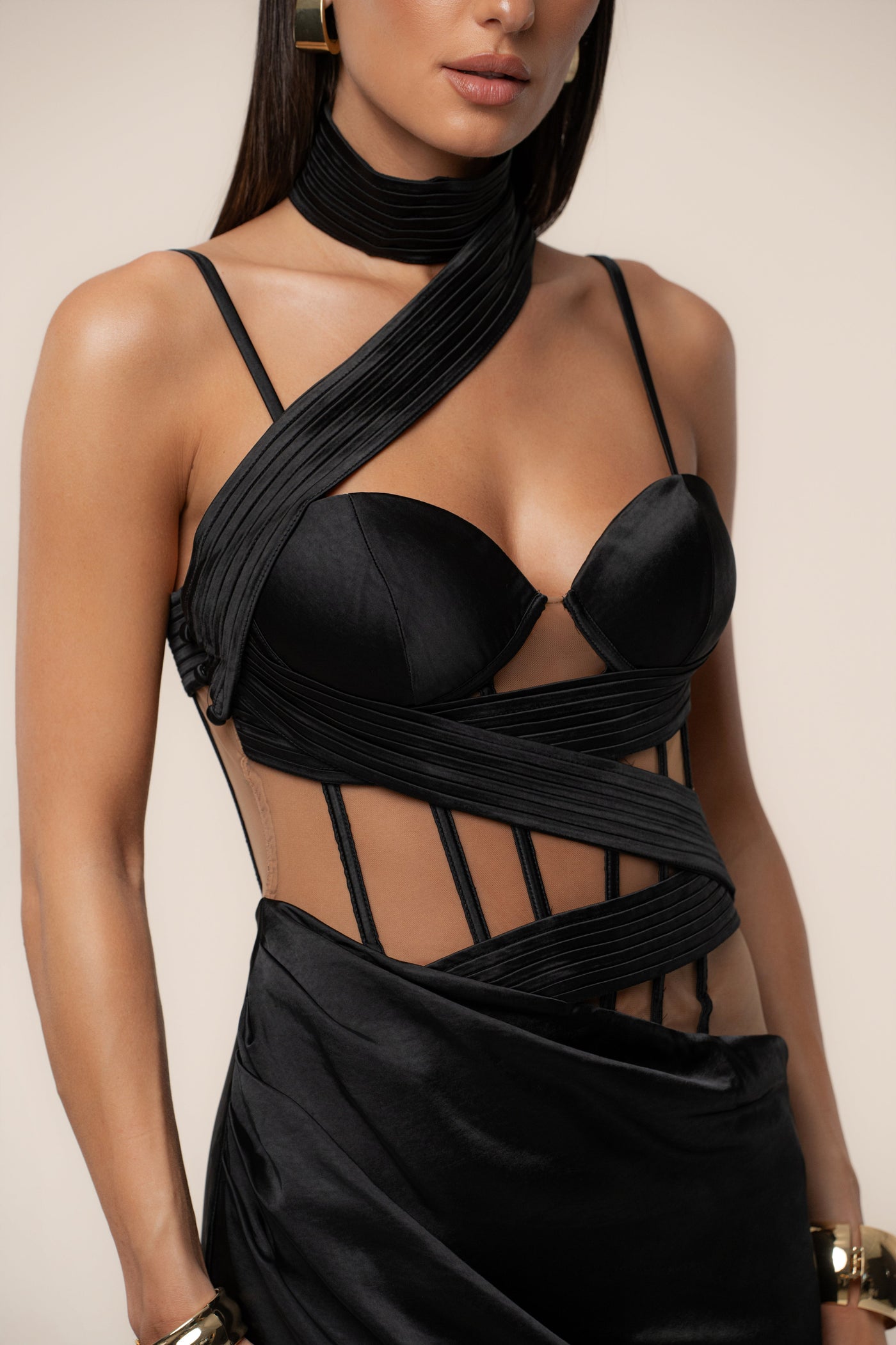 Black Golden Hour Corset Maxi Dress - VELIA