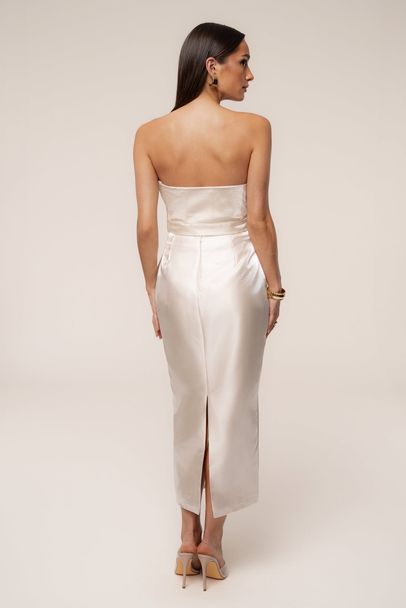 Champagne Reception Pleated Midi Skirt - VELIA