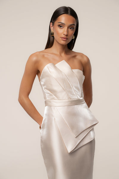 Champagne Gala Pleated Top - VELIA