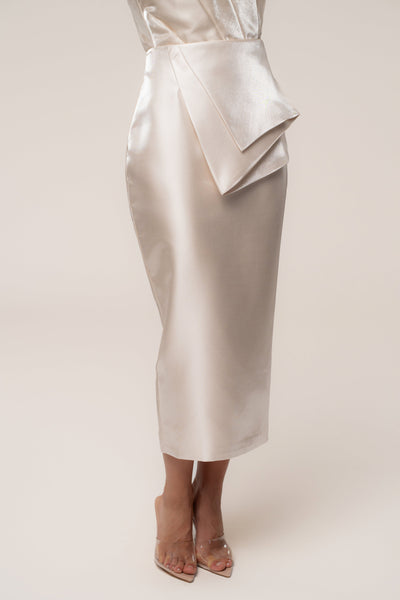 Champagne Reception Pleated Midi Skirt - VELIA