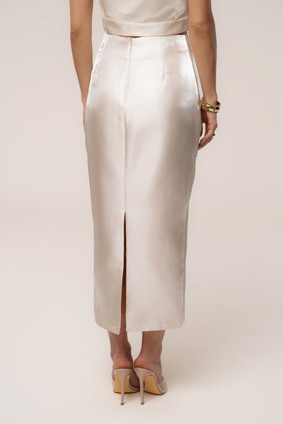 Champagne Reception Pleated Midi Skirt - VELIA