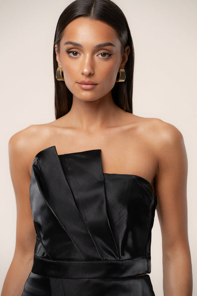 Black Gala Pleated Top - VELIA