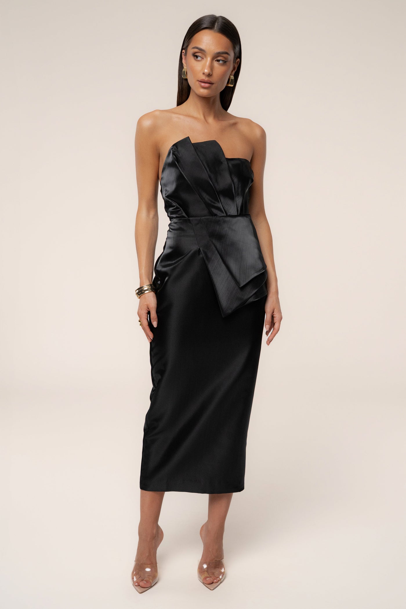 Black Gala Pleated Top - VELIA