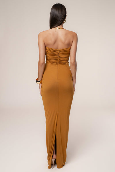 Bronze Atlantis Drape Maxi Dress - VELIA