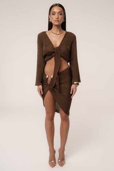Bronze Luminous Metallic Skirt - VELIA