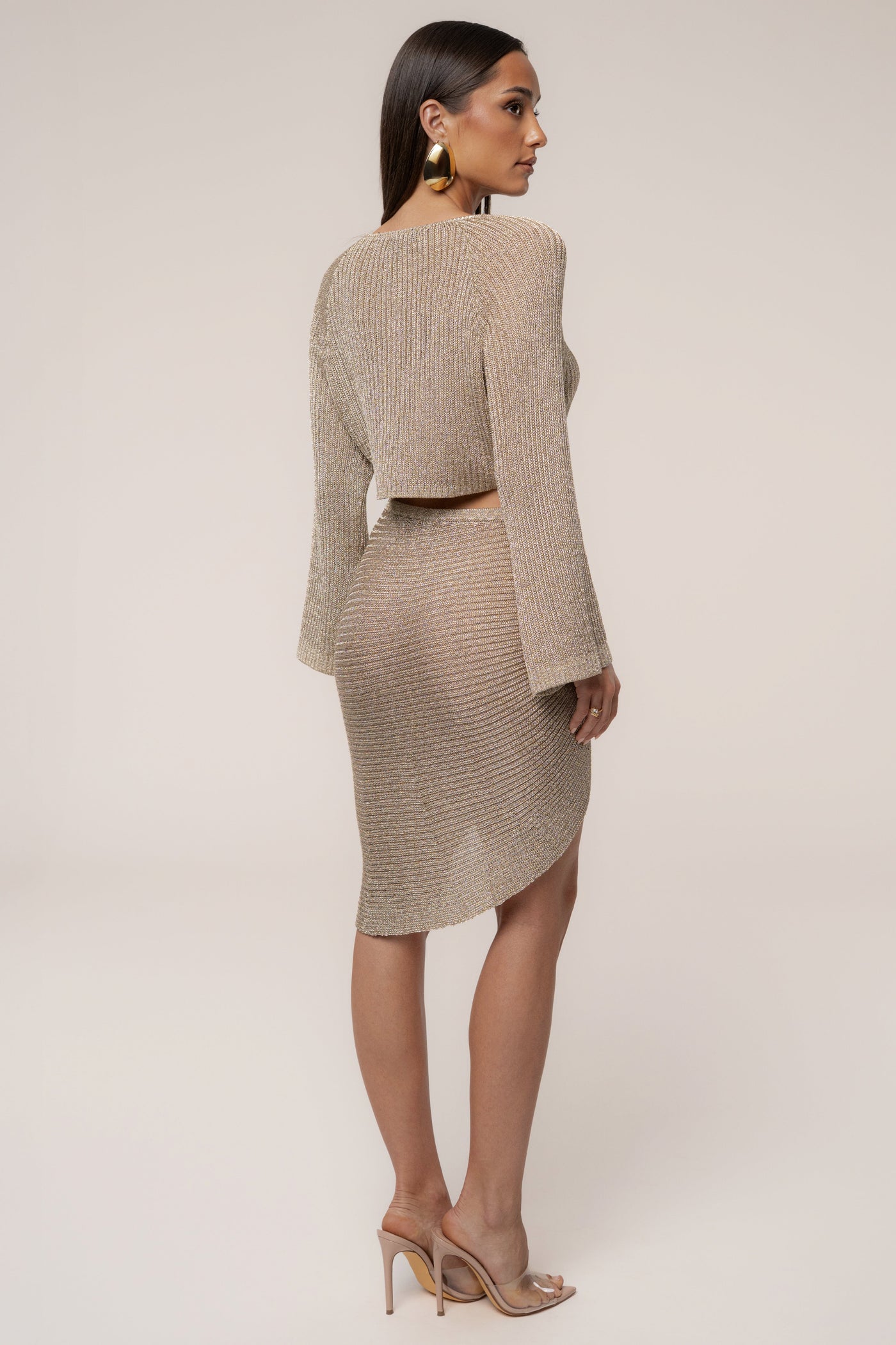 Gold Luminous Metallic Tie top - VELIA