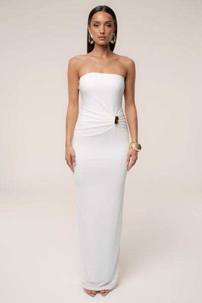 White Celestial Drift Maxi Dress - VELIA