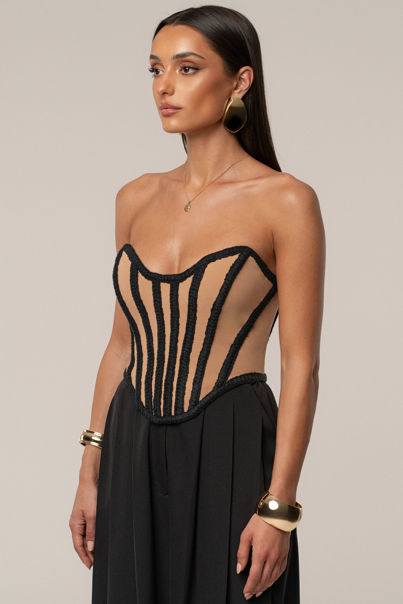 Black Cassis Braided Corset - VELIA
