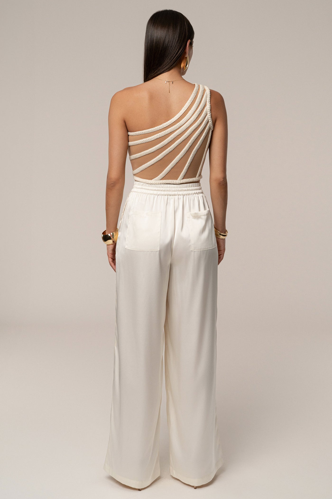 Ivory Braided One Shoulder Top - VELIA