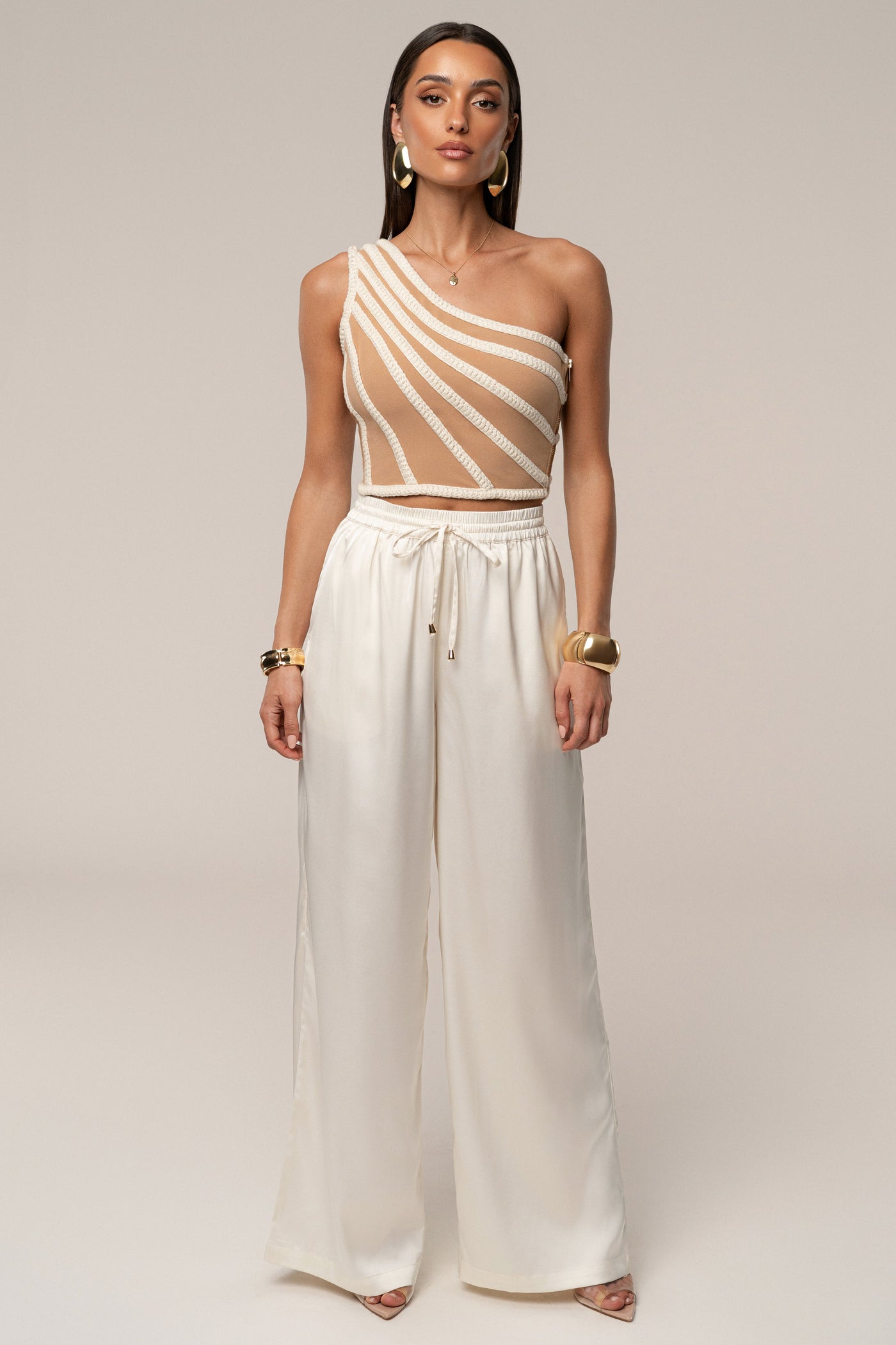 Ivory Braided One Shoulder Top - VELIA
