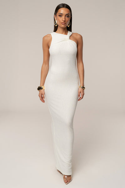 Ivory Alessia Knit Maxi Dress - VELIA