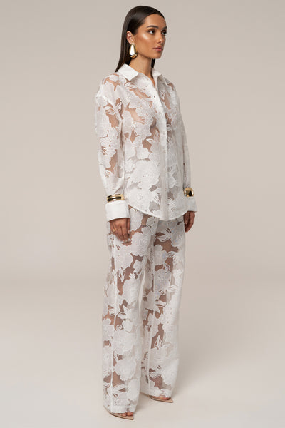 Ivory Organza Floral Blouse - VELIA