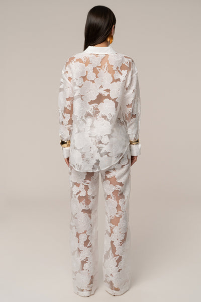 Ivory Organza Floral Blouse - VELIA