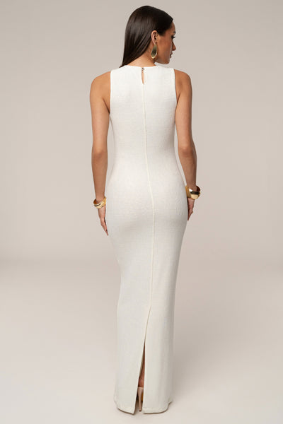 Ivory Alessia Knit Maxi Dress - VELIA