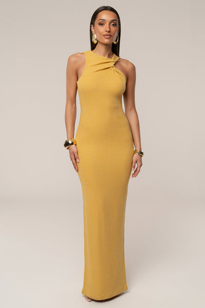 Yellow Alessia Knit Maxi Dress - VELIA