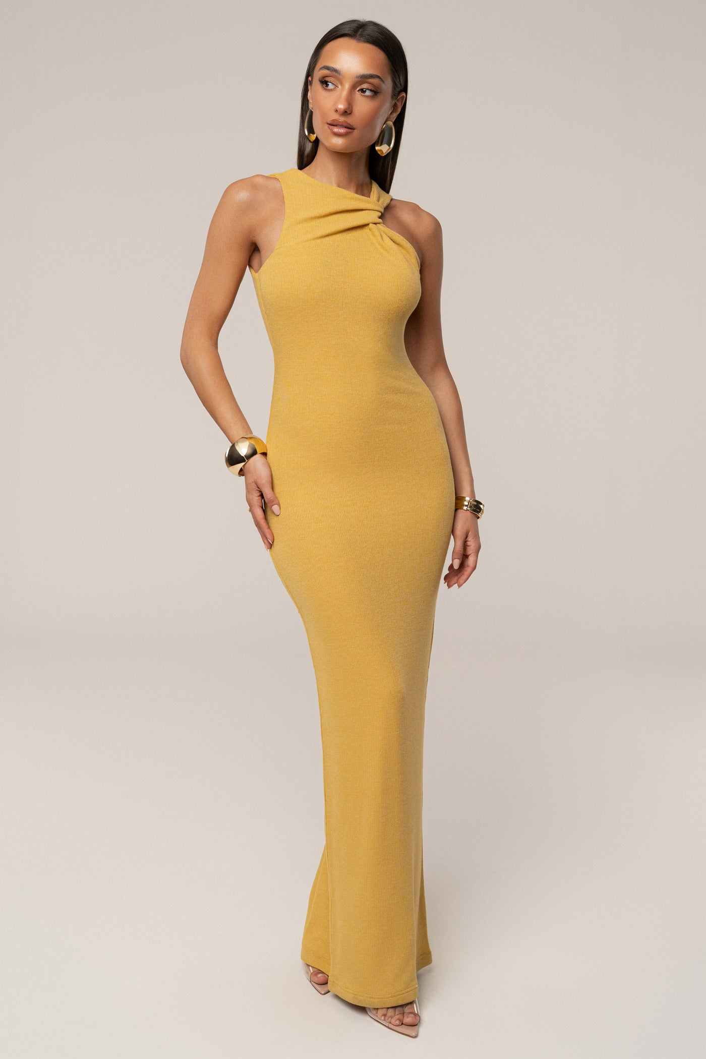Yellow Alessia Knit Maxi Dress - VELIA