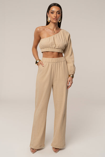 Tan Coastal Tide Pant Set - VELIA