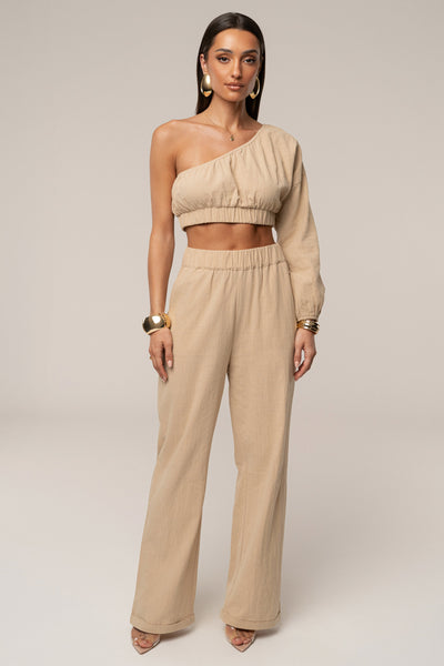 Tan Coastal Tide Pant Set - VELIA
