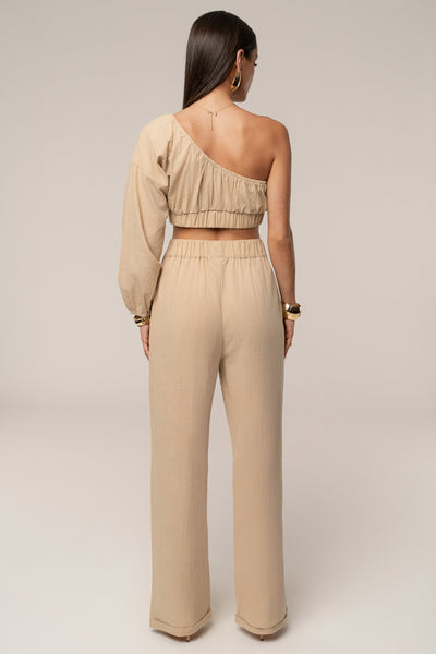 Tan Coastal Tide Pant Set - VELIA