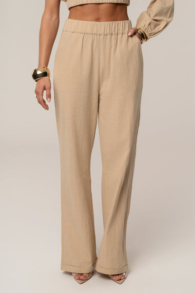 Tan Coastal Tide Pant Set - VELIA