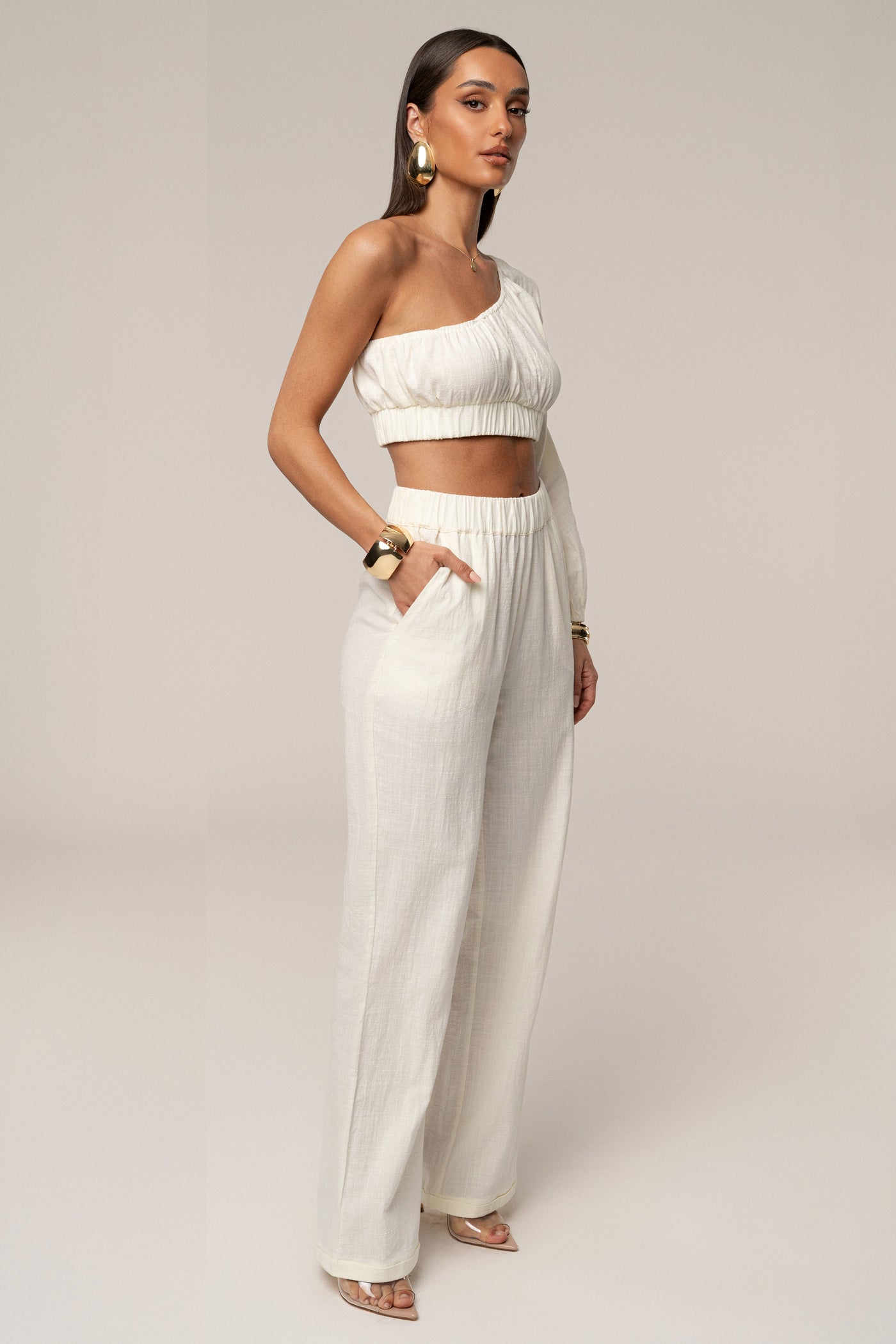 Ivory Coastal Tide Pant Set - VELIA
