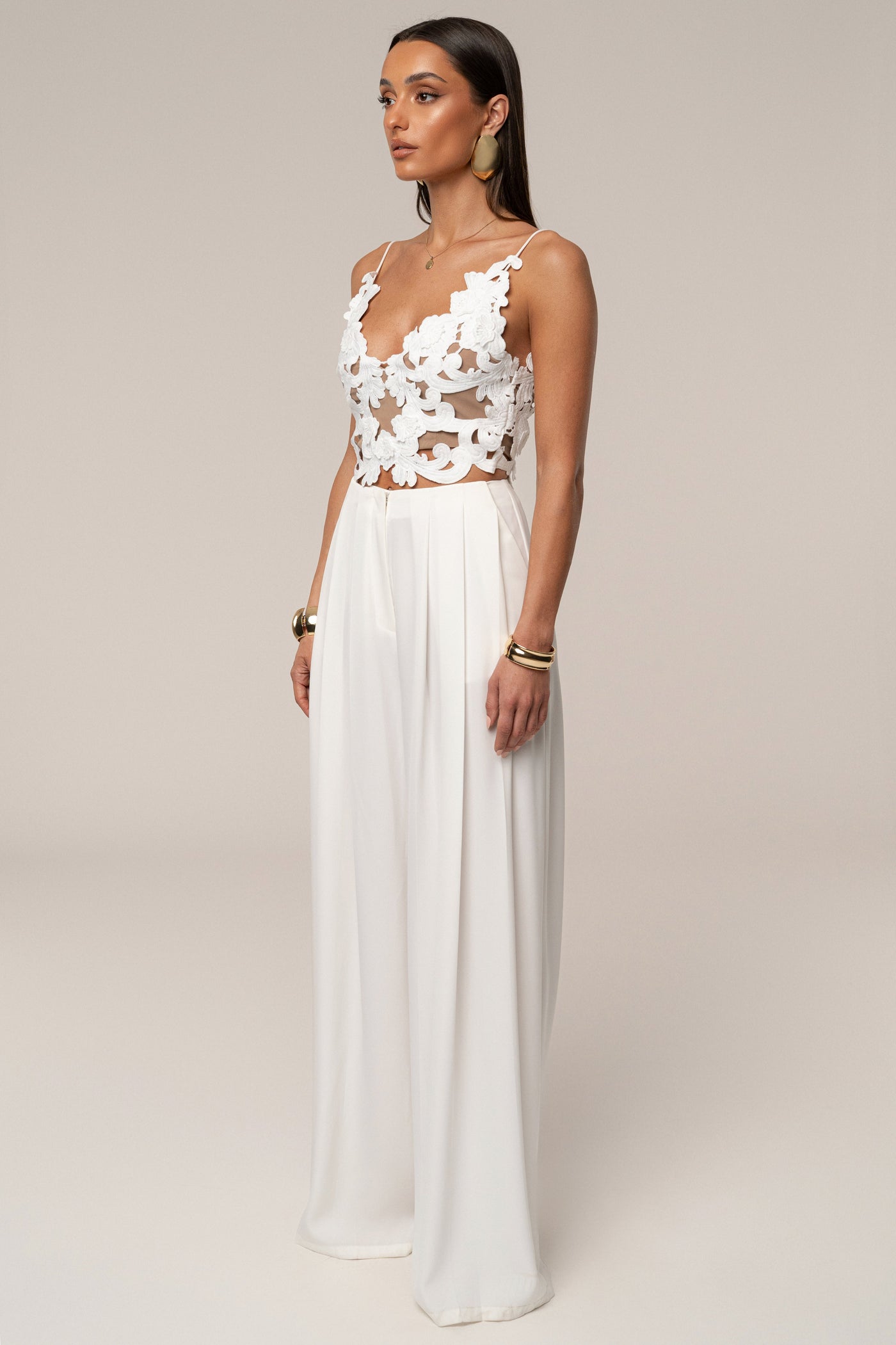 White Anahi Embroidered Top - VELIA