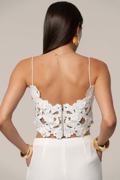 White Anahi Embroidered Top - VELIA