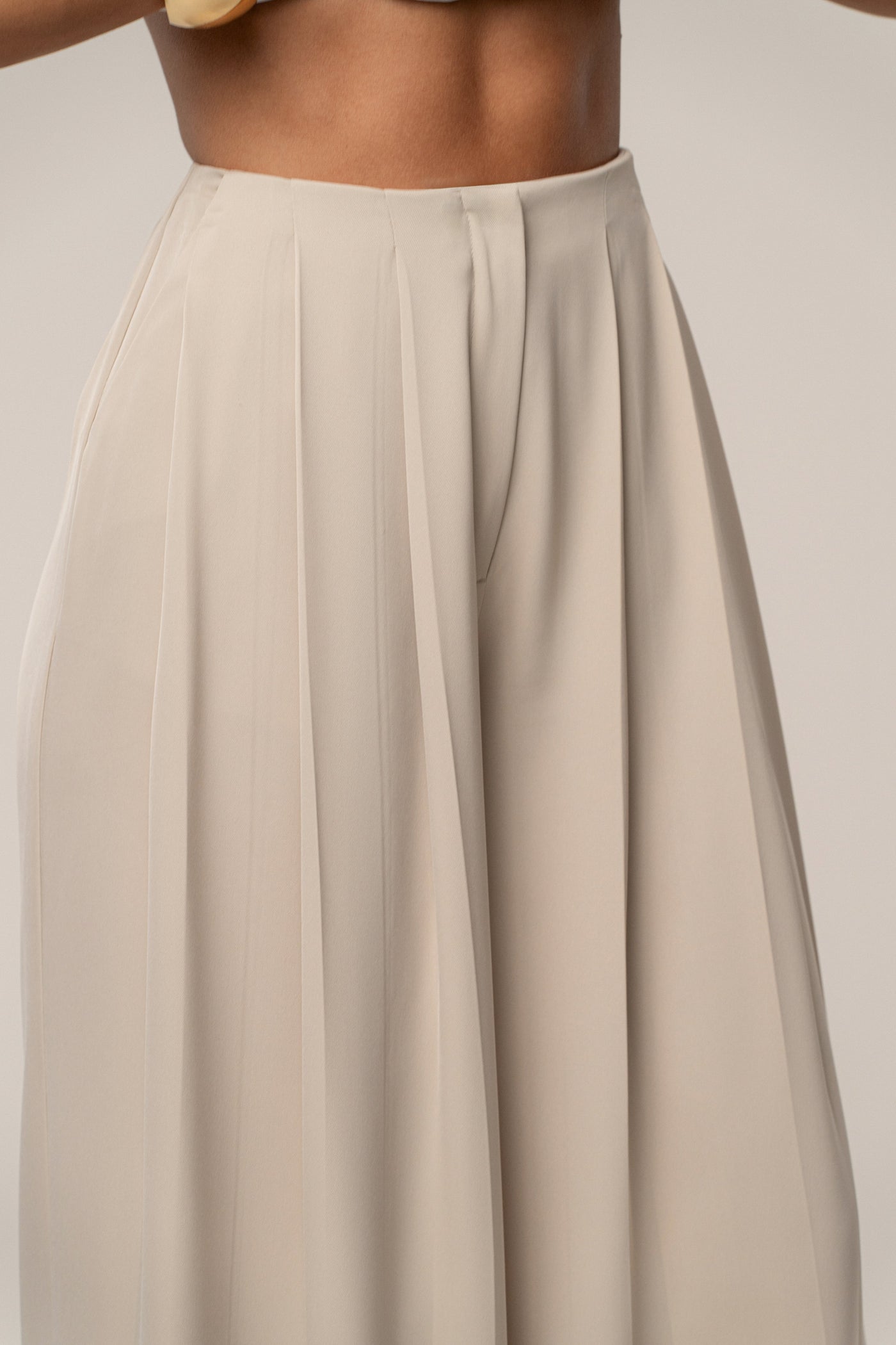 Beige Summer Ease Wide Leg Pants - VELIA