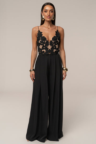 Black Summer Ease Wide Leg Pants - VELIA