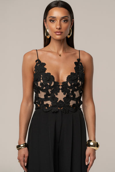 Black Anahi Embroidered Top - VELIA