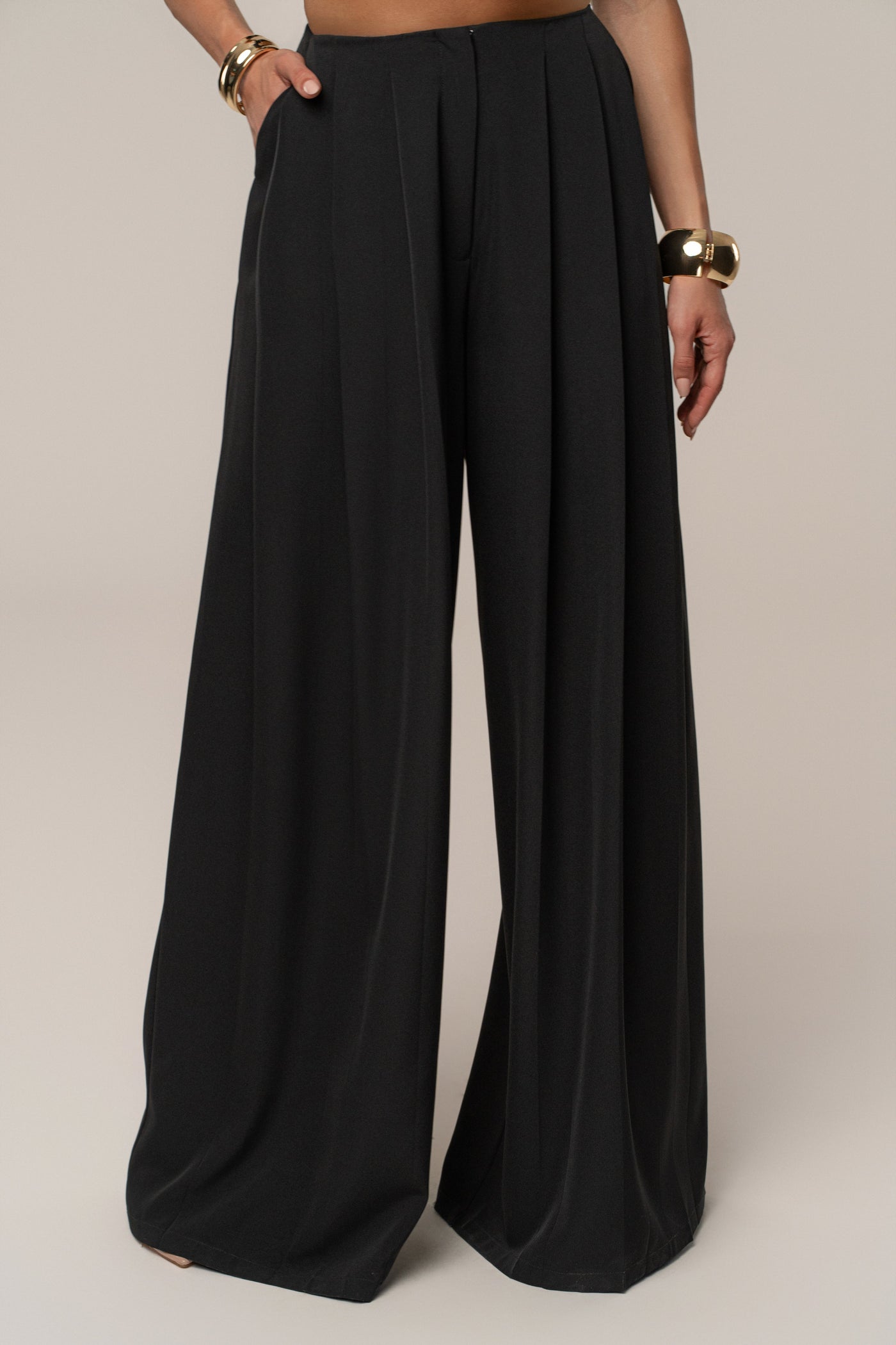 Black Summer Ease Wide Leg Pants - VELIA