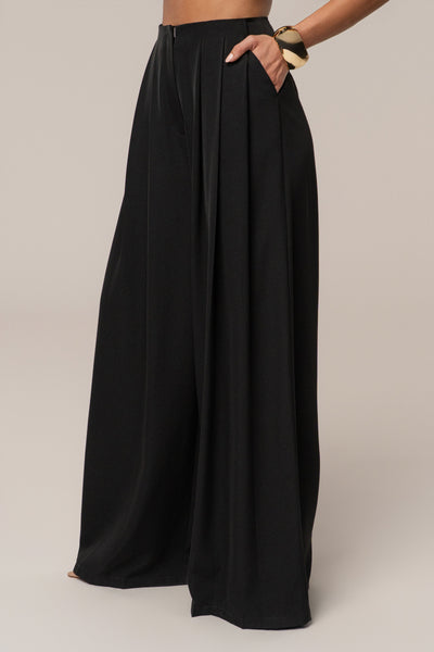 Black Summer Ease Wide Leg Pants - VELIA