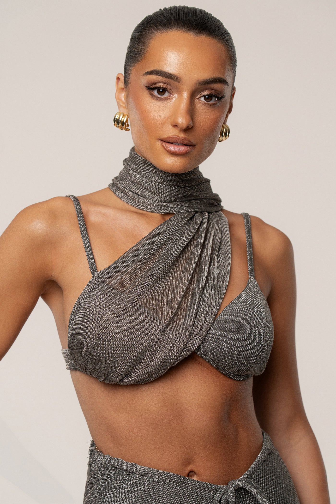 Silver Nocturne Draped Top - VELIA