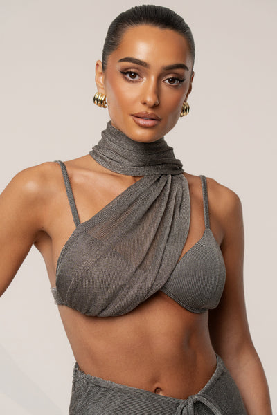 Silver Nocturne Draped Top - VELIA
