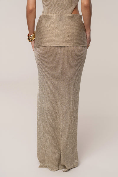 Gold Hazel Metallic Wrap Skirt - VELIA