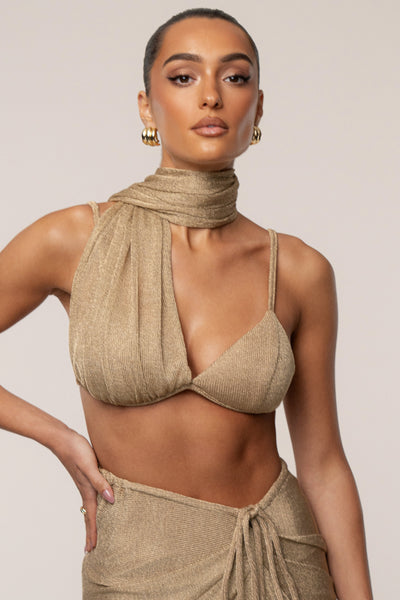 Gold Nocturne Draped Top - VELIA
